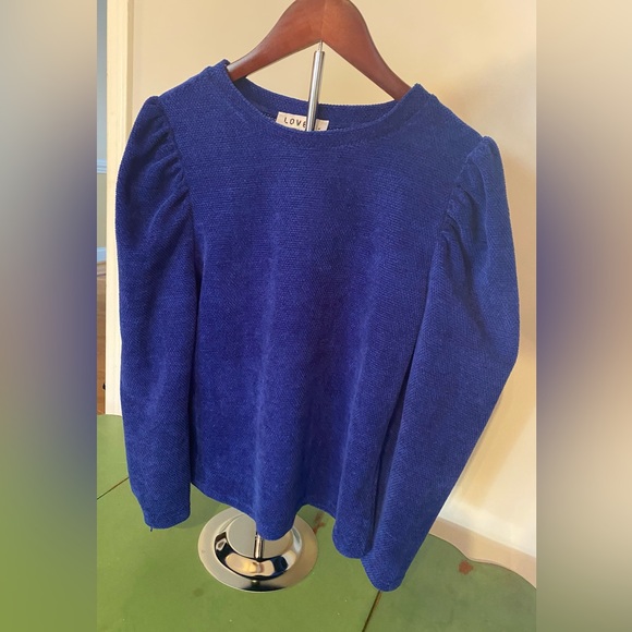 LOVE J Top Puffed Sleeve Gorgeous Royal Blue Slim Fit. 3/4 Sleeve Sweater Size M - Picture 3 of 8